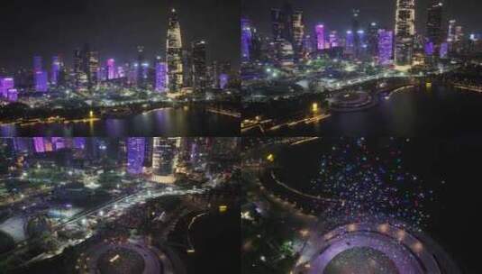 深圳华润大厦夜景航拍高清在线视频素材下载