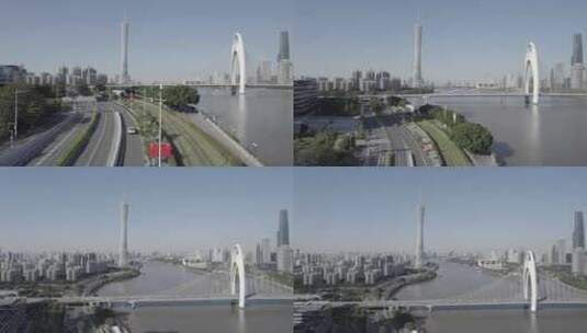 广州塔 猎德大桥 航拍高清在线视频素材下载