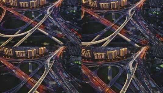 中国河南郑州中州大道金水路立交桥夜晚车流高清在线视频素材下载