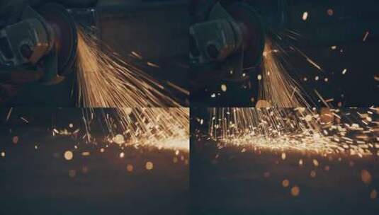 工厂工人打磨制造磨具火花四溅高清在线视频素材下载