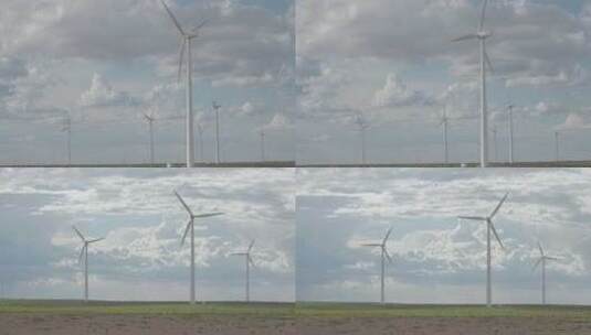 草原风景蓝天白云风车发电高清在线视频素材下载