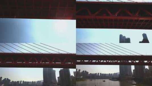 航拍重庆长江大桥桥体特写高清在线视频素材下载