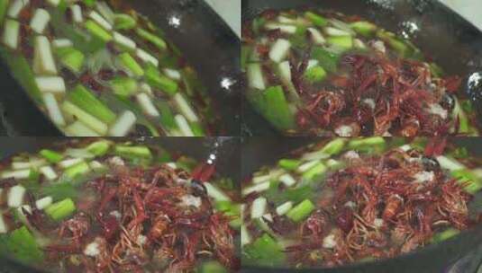 烹煮小龙虾高清在线视频素材下载