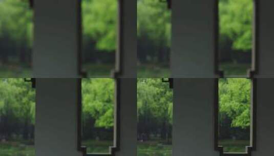 江南春雨庭院屋檐落雨珠高清在线视频素材下载
