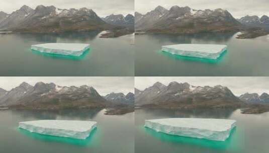 航拍格林兰岛海上冰山高清在线视频素材下载