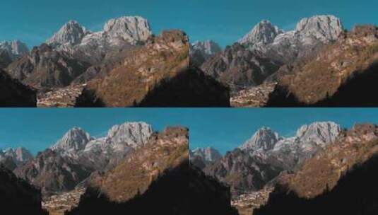 藏区川西石头山下小镇高清在线视频素材下载