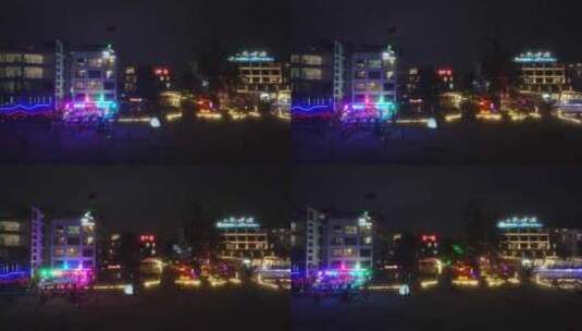 海南三亚后海村夜景航拍高清在线视频素材下载
