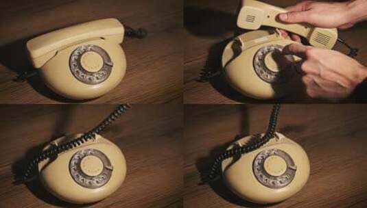 在旧旋转固定电话上拨打紧急电话号码911高清在线视频素材下载