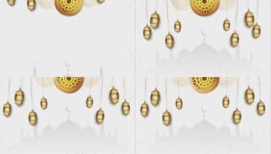 白色斋月卡里姆清真寺背景高清在线视频素材下载