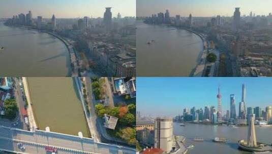 上海外滩乍浦路桥黄浦江苏州河陆家嘴风景视高清在线视频素材下载