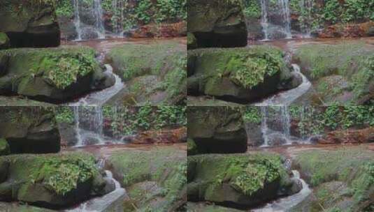 流水水流青苔山石高清在线视频素材下载