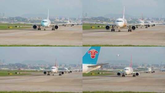 8K深圳宝安飞机场客机排队起飞延时2高清在线视频素材下载