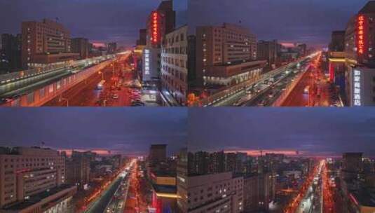 辽宁沈阳崇山路一环城市交通夜景航拍高清在线视频素材下载
