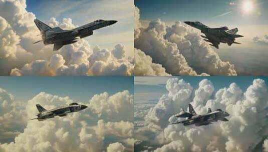cg写实镜头4k写实战机天空翱翔高清在线视频素材下载