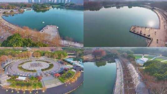 上海浦东新区世纪公园航拍城市地标风景风光高清在线视频素材下载