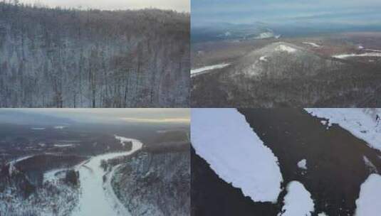 根河雪景高清在线视频素材下载