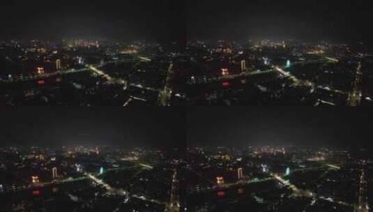 广东茂名城市夜景交通航拍高清在线视频素材下载