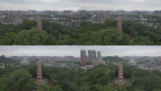 广东中山公园烟墩山塔航拍高清在线视频素材下载