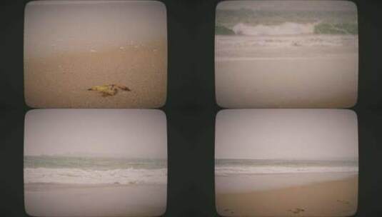 海浪在海滩上撞击海岸8毫米电影风格高清在线视频素材下载