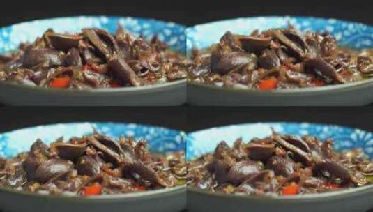 餐饮美食小炒鸡杂鸡胗4k实拍高清在线视频素材下载