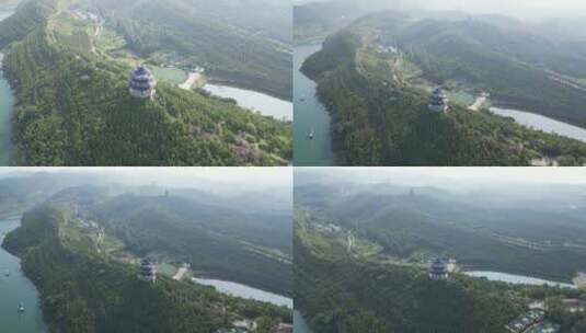 河南省南阳市丹江大观苑自然风景水面航拍高清在线视频素材下载