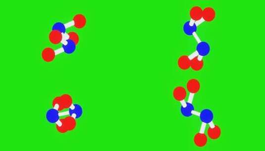 一组分子的动画，v和弯曲形状的分子，绿屏高清在线视频素材下载