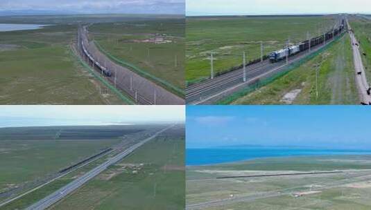青海湖草原风光俯瞰高清在线视频素材下载