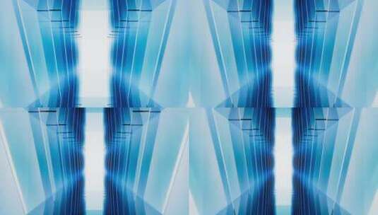 蓝色玻璃背景的霓虹隧道视频高清在线视频素材下载