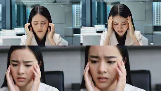 职场女性头痛焦虑高清在线视频素材下载