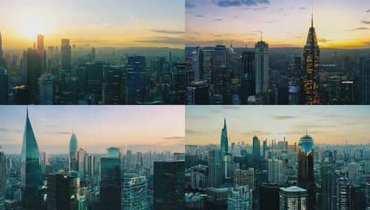 城市高楼日出全景高清在线视频素材下载