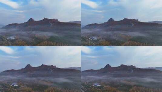 航拍晚秋呼伦贝尔喇嘛山黎明高清在线视频素材下载