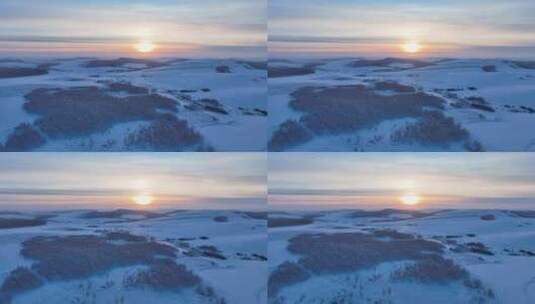 航拍呼伦贝尔雪景原野冬日风光高清在线视频素材下载