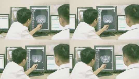 医院医生用设备给病人做CT检查高清在线视频素材下载