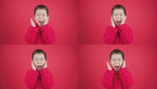 中国儿童拜年新年快乐高清在线视频素材下载
