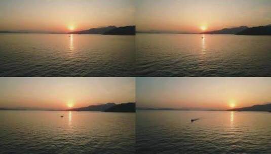 海边傍晚黄昏日落航拍高清在线视频素材下载
