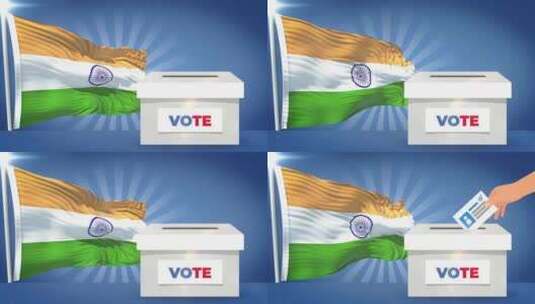 印度国旗和投票箱2024年大选高清在线视频素材下载