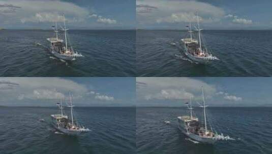 原创 印尼印度洋帆船航海航拍风光高清在线视频素材下载