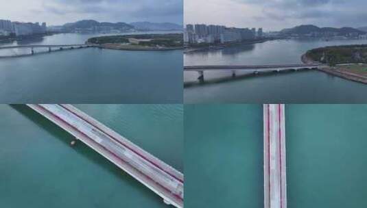 俯拍凤凰岛连接桥高清在线视频素材下载