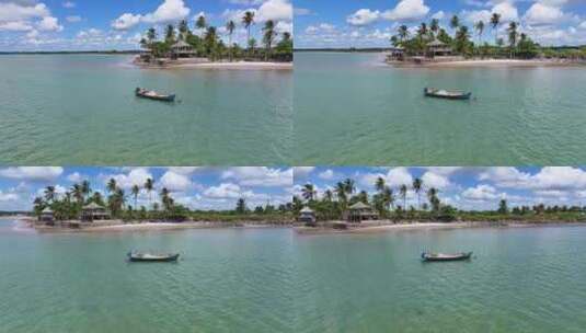 巴西塞古罗巴伊亚港的渔船。海滩景观。巴西高清在线视频素材下载