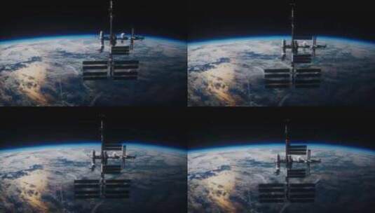 外太空的空间站高清在线视频素材下载