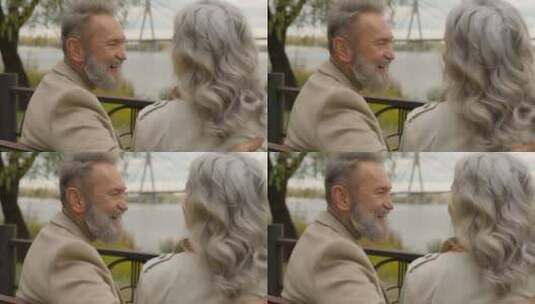 快乐的家庭高级退休高加索60年代男人笑微高清在线视频素材下载