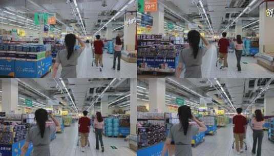 亚洲年轻女子超市购物高清在线视频素材下载