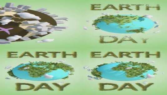 地球日3D旋转绿色星球高清在线视频素材下载