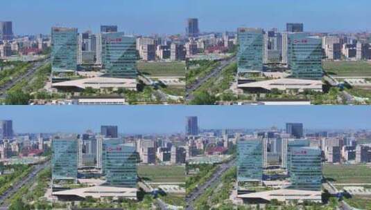 航拍上海临港自贸区创晶科技中心 芯原大楼高清在线视频素材下载