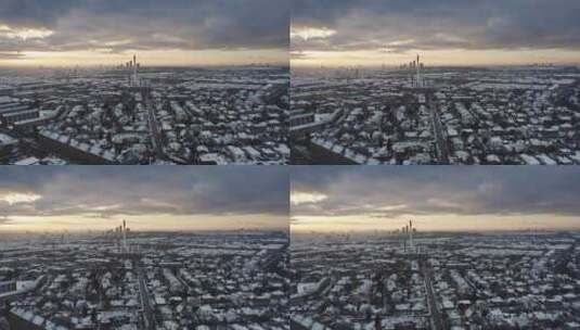 冰雪覆盖的哥本哈根城市景观高清在线视频素材下载