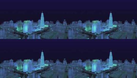 科技三维线框城市大脑高清在线视频素材下载