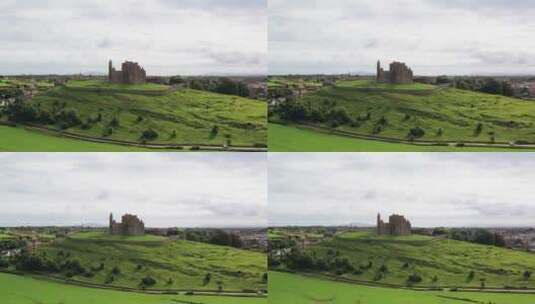 航拍绿地上的城堡高清在线视频素材下载