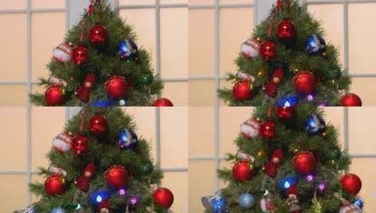 圣诞树上的圣诞装饰特写高清在线视频素材下载