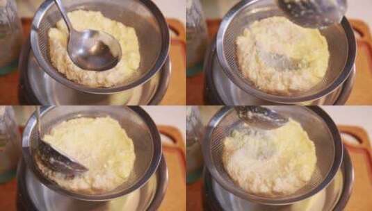 豆浆机榨汁机料理机过滤豆浆高清在线视频素材下载