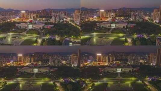 广西贵港市政府夜景航拍高清在线视频素材下载